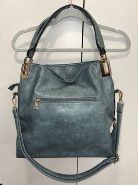 Sleek Blue Shoulder Tote with Detachable Strap